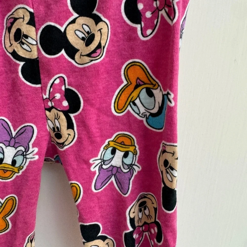 Disney 3T Girls Pink Multicolor Pajama Bottoms Pants Minnie Mickey Mouse Donald
